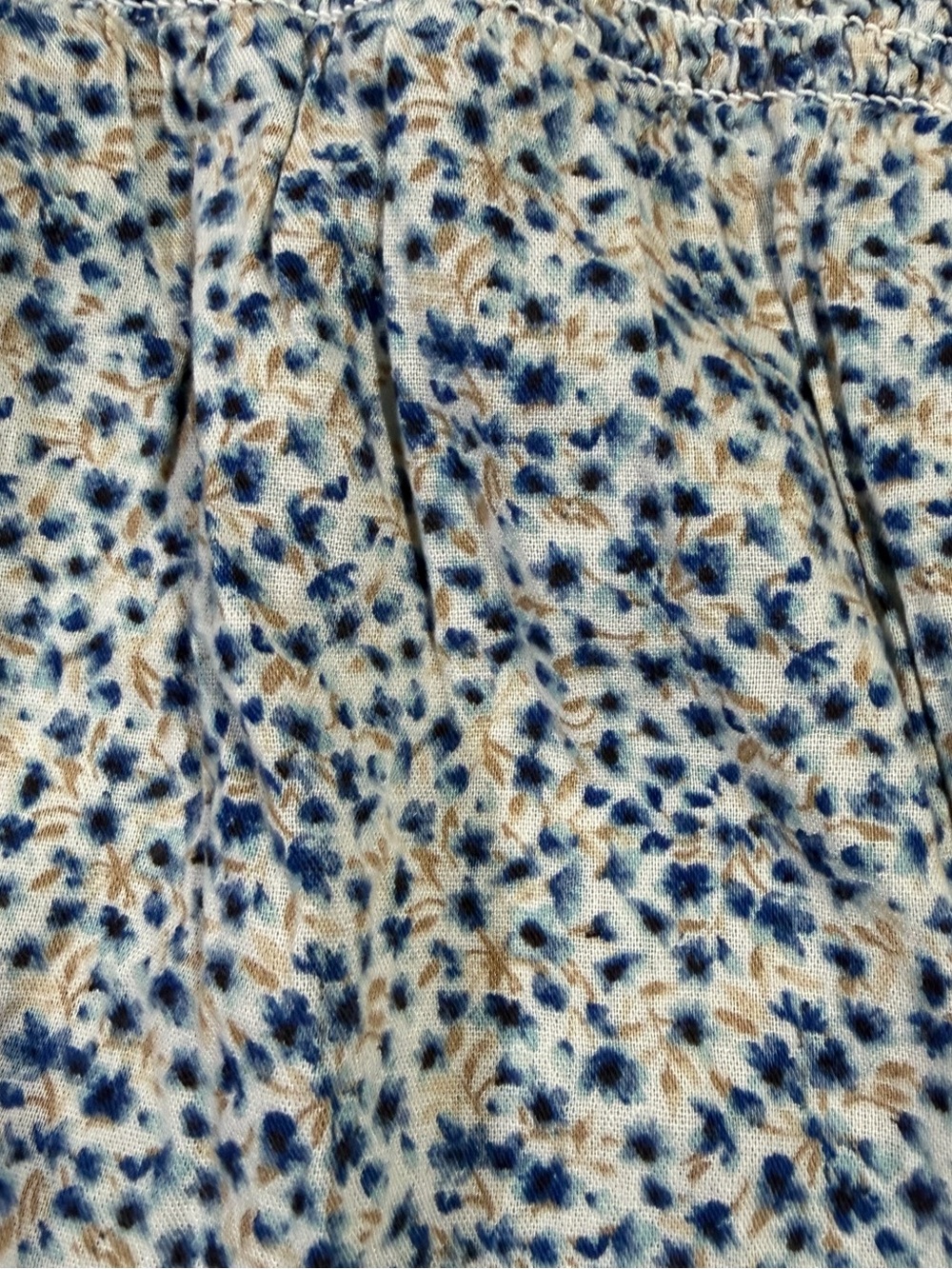 Old Navy Floral Smocked Square-Neck Blouse in Blue and Cream - Picture 3 of 3